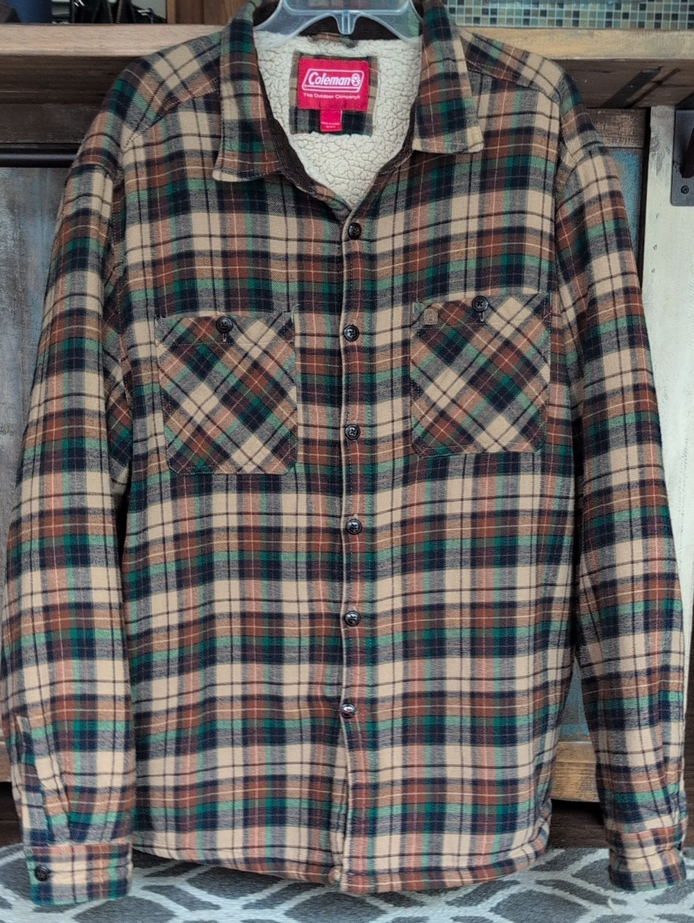 Coleman Sherpa Lined Tartan Plaid Flannel Shirt Button Down Jacket - Men's XXL